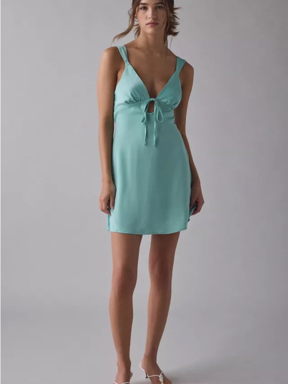 Urban Outfitters Aqua Tie-Front Slip Dress